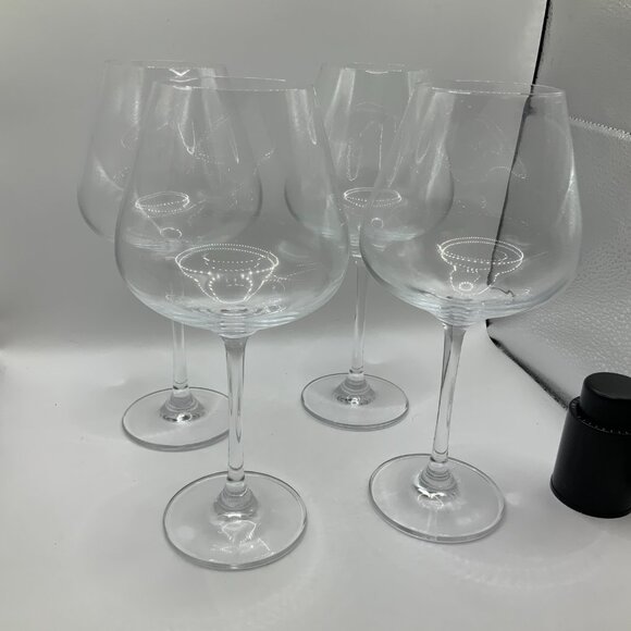 OitiO Red Crystal Wine Glasses Set of 4 Long Stem  23 oz with Wine Stopper - Picture 9 of 10